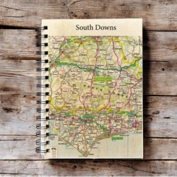 OS Map Wooden Lined Notebook - South Downs National Park