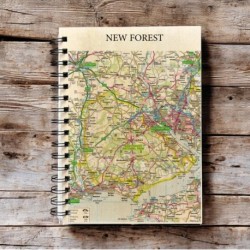 OS Map Wooden Lined Notebook - New Forest National Park