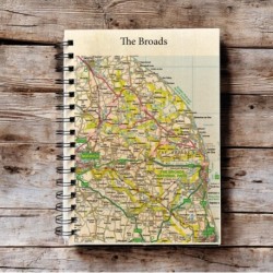 OS Map Wooden Lined Notebook - The Broads
