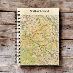 OS Map Wooden Lined Notebook - Northumberland National Park