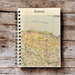 OS Map Wooden Lined Notebook - Exmoor National Park