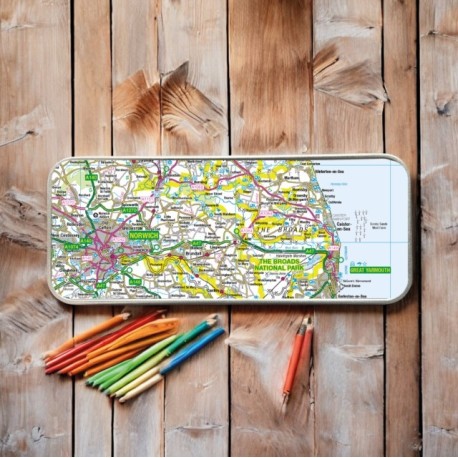 OS Map Metal Pencil Tin - The Broads