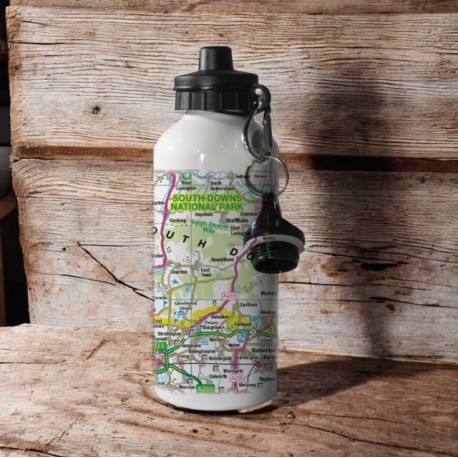 OS Map 600ml Metal Water Bottle - South Downs National Park
