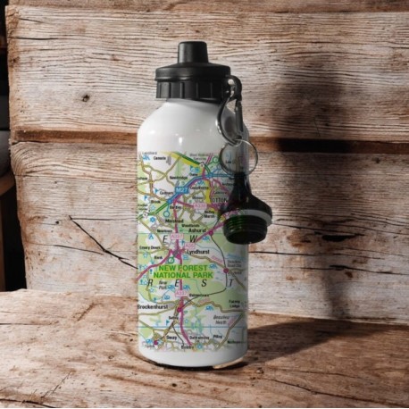 OS Map 600ml Metal Water Bottle - New Forest National Park