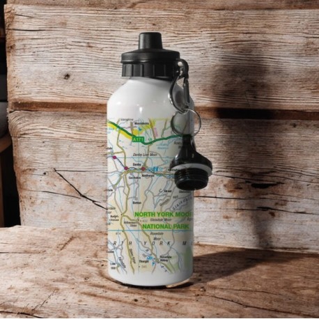 OS Map 600ml Metal Water Bottle - North York Moors National Park