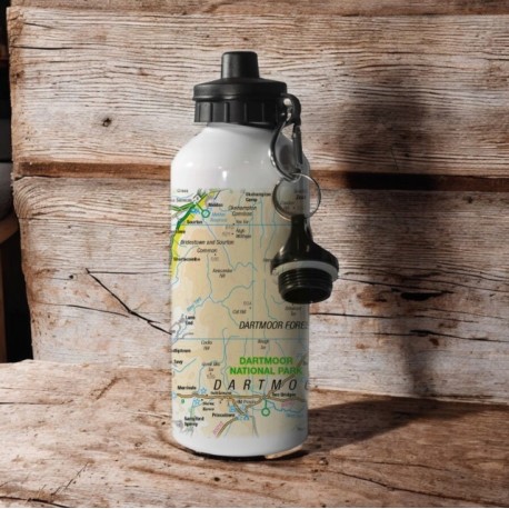 OS Map 600ml Metal Water Bottle - Dartmoor National Park