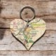 OS Map Wooden Heart Key-ring - Pembrokeshire Coast National Park