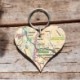 OS Map Wooden Heart Key-ring - Lake District National Park