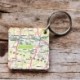OS Map Wooden Square Key-ring - South Downs National Park