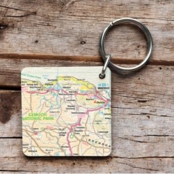 OS Map Wooden Square Key-ring - Exmoor National Park