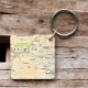 OS Map Wooden Square Key-ring - Dartmoor National Park