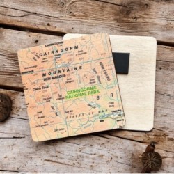 OS Map Wooden Square Magnet - Cairngorms National Park
