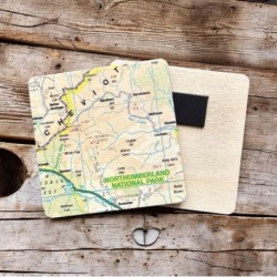 OS Map Wooden Square Magnet - Northumberland National Park