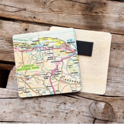 OS Map Wooden Square Magnet - Exmoor National Park