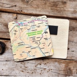 OS Map Wooden Square Magnet - Yorkshire Dales National Park