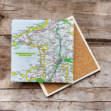 OS Map Ceramic Single Coaster - Pembrokeshire Coast National Park