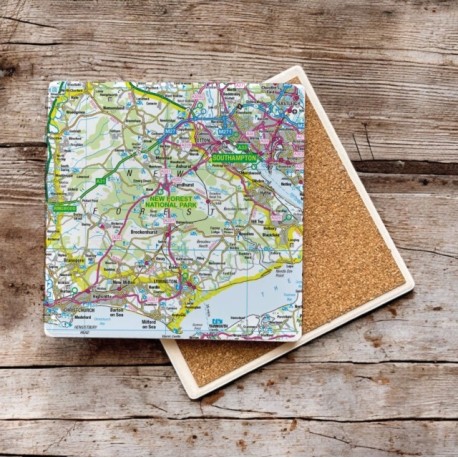OS Map Ceramic Single Coaster - New Forest National Park