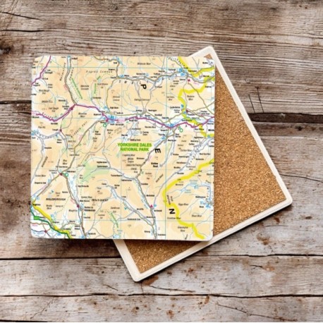 OS Map Ceramic Single Coaster - Yorkshire Dales National Park