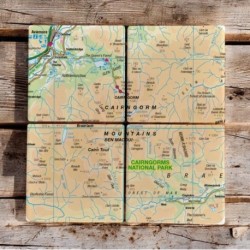 OS Map Ceramic Four Coaster Set - Cairngorms National Park