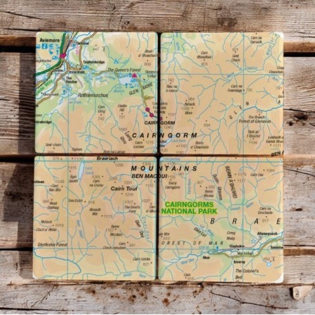 OS Map Ceramic Four Coaster Set - Cairngorms National Park
