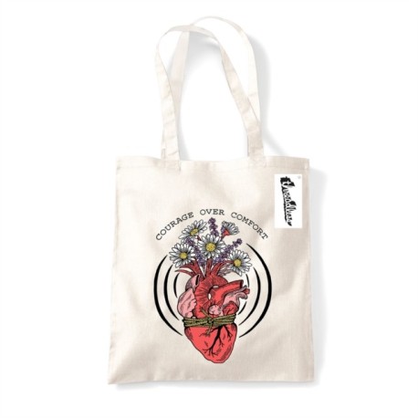 Letter Shoppe (Courage Over Comfort) Natural Tote Bag