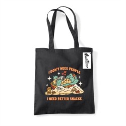 Letter Shoppe (I Need Better Snacks) Black Tote Bag