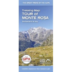 Tour of Monte Rosa Trekking Map: Switzerland & Italy