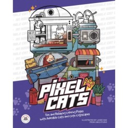 Pixel Cats: Fun and Relaxing Coloring Pages with Adorable Cats and Cute Cityscapes