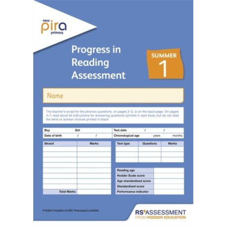 New PiRA Test 1, Summer PK10 (Progress in Reading Assessment)