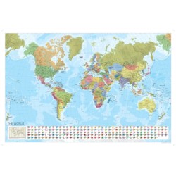 World Political Marco Polo Wall Map with Flags