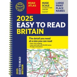 2025 Philip's Easy to Read Road Atlas of Britain: (A4 Spiral binding)