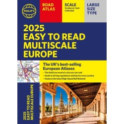 2025 Philip's Easy to Read Multiscale Road Atlas of Europe: (A4 paperback with flaps)