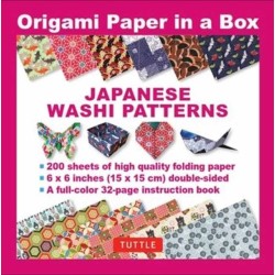Origami Paper in a Box - Japanese Washi Patterns: 200 Sheets of Tuttle Origami Paper: 6x6 Inch Origami Paper Printed with 12 Different Patterns: 32-page Instructional Book of 10 Projects