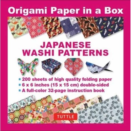 Origami Paper in a Box - Japanese Washi Patterns: 200 Sheets of Tuttle Origami Paper: 6x6 Inch Origami Paper Printed with 12 Different Patterns: 32-page Instructional Book of 10 Projects