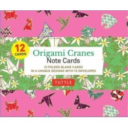 Origami Cranes Note Cards- 12 Cards: In 6 Designs With 13 Envelopes (Card Sized 4 1/2 X 3 3/4 inch)