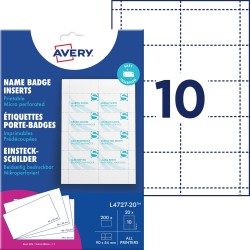 Indstik t/navneskilte printbare 54x90mm (200)