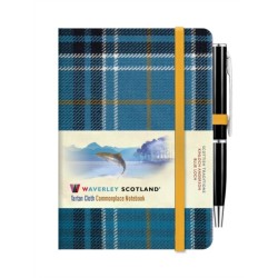 Waverley Blue Loch Tartan cloth mini notebook with pen