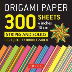 Origami Paper 300 sheets Stripes and Solids 4" (10 cm): Tuttle Origami Paper: Double-Sided Origami Sheets Printed with 12 Different Designs