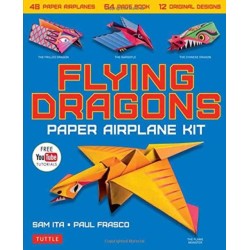 Flying Dragons Paper Airplane Kit: 48 Paper Airplanes, 64 Page Instruction Book, 12 Original Designs, YouTube Video Tutorials