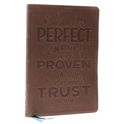 NKJV, Thinline Bible, Verse Art Cover Collection, Genuine Leather, Brown, Thumb Indexed, Red Letter, Comfort Print: Holy Bible, New King James Version