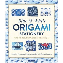 Blue & White Origami Stationery Kit: Fold 36 Beautiful Cards and Envelopes: Includes Papers and Instructions for 12 Origami Note Projects