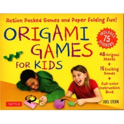 Origami Games for Kids Kit: Action Packed Games and Paper Folding Fun! [Origami Kit with Book, 48 Papers, 75 Stickers, 15 Exciting Games, Easy-to-Assemble Game Pieces]