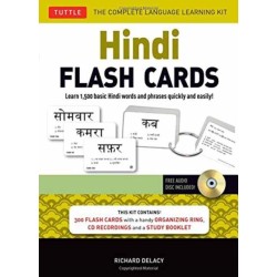 Hindi Flash Cards Kit: Learn 1,500 basic Hindi words and phrases quickly and easily! (Online Audio Included)