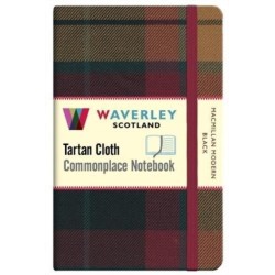 MacMillan Modern Black:: Waverley Genuine Tartan Cloth Commonplace Notebook (9cm x 14cm)