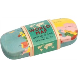 Glasses Case & Cleaning Cloth - World Map