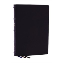 NKJV, Large Print Thinline Reference Bible, Blue Letter, Maclaren Series, Genuine Leather, Black, Comfort Print: Holy Bible, New King James Version