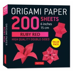 Origami Paper 200 sheets Ruby Red 6": Solid Red Double-Sided Origami Sheets with Instructions for 10 Projects