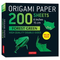 Origami Paper 200 sheets Forest Green 6"a: Solid Green Double-Sided Origami Sheets with Instructions for 9 Projects