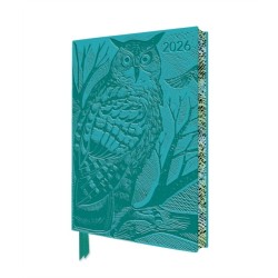 Angela Harding: Long Eared Owl 2026 Artisan Art Vegan Leather Diary Planner - Page to View with Notes