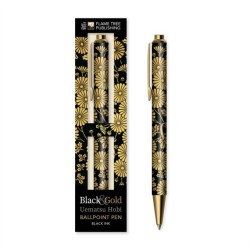 Uematsu Hobi: Black & Gold Chrysanthemums Boxed Decorative Ballpoint Pen